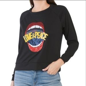 NWOT! Melissa Masse Love Peace Sequin Sweatshirt